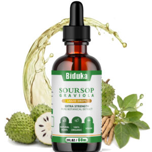 Biduka Soursop Graviola Liquid Drops 3000mg with Ashwagandha & Black Seed Oil | Pure Natural Extract | Vegan, Non-GMO, Lab-Tested | Immune Support & Antioxidant Boost | 2 Fl Oz (60ml)