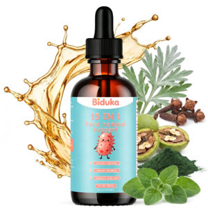 Biduka Parasite Cleanse for Humans & Kids, Daily Digestive & Immune Support Liquid Drops with Natural Herbal Blend with Vitamin C, Probiotics & Plant-Based Antioxidants, Alcohol-Free, 2 Fl Oz (30 Servings)