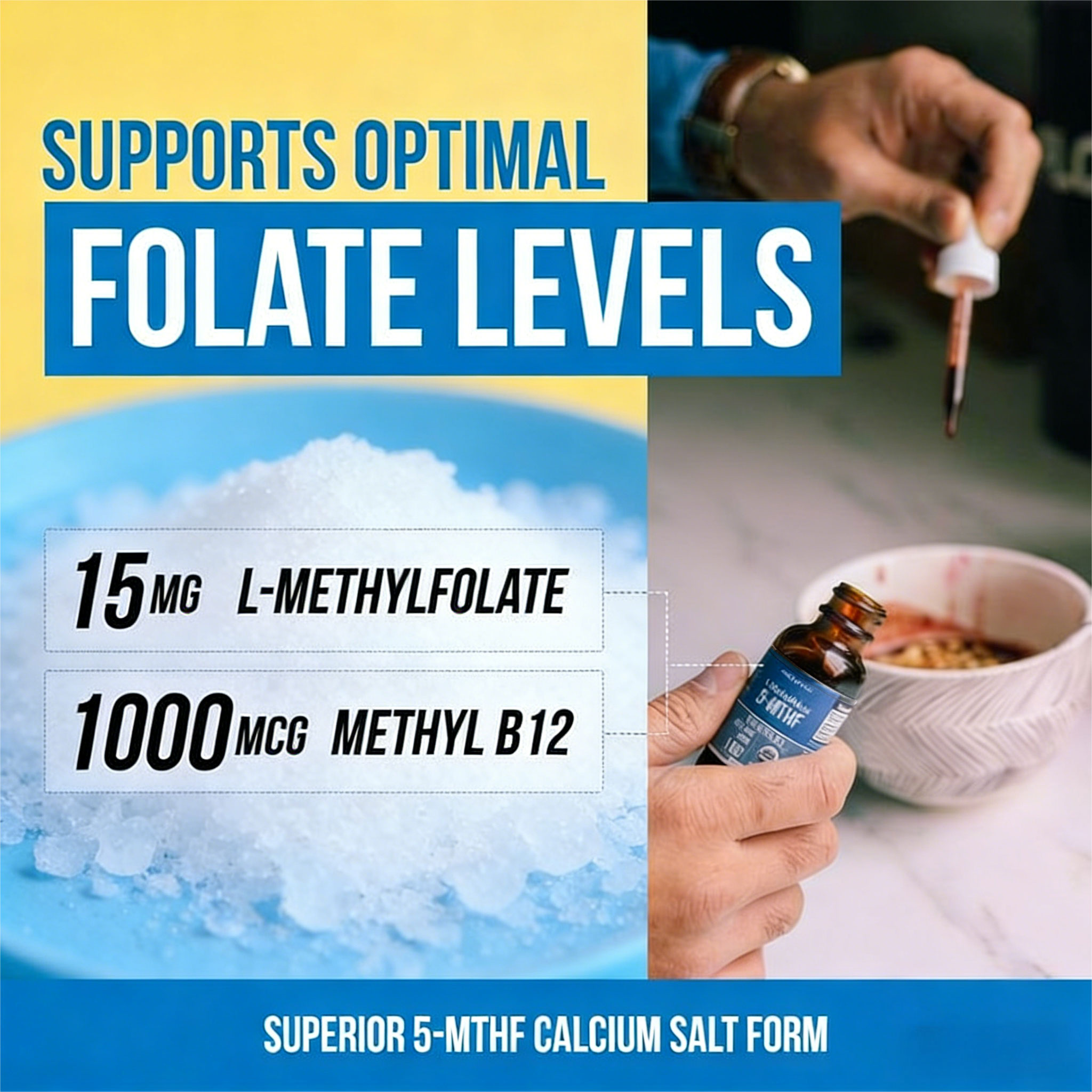 Biduka Organic L-Methylfolate 15 mg + Methyl B12 1000mcg Liquid Drops-60 Servings - Image 5