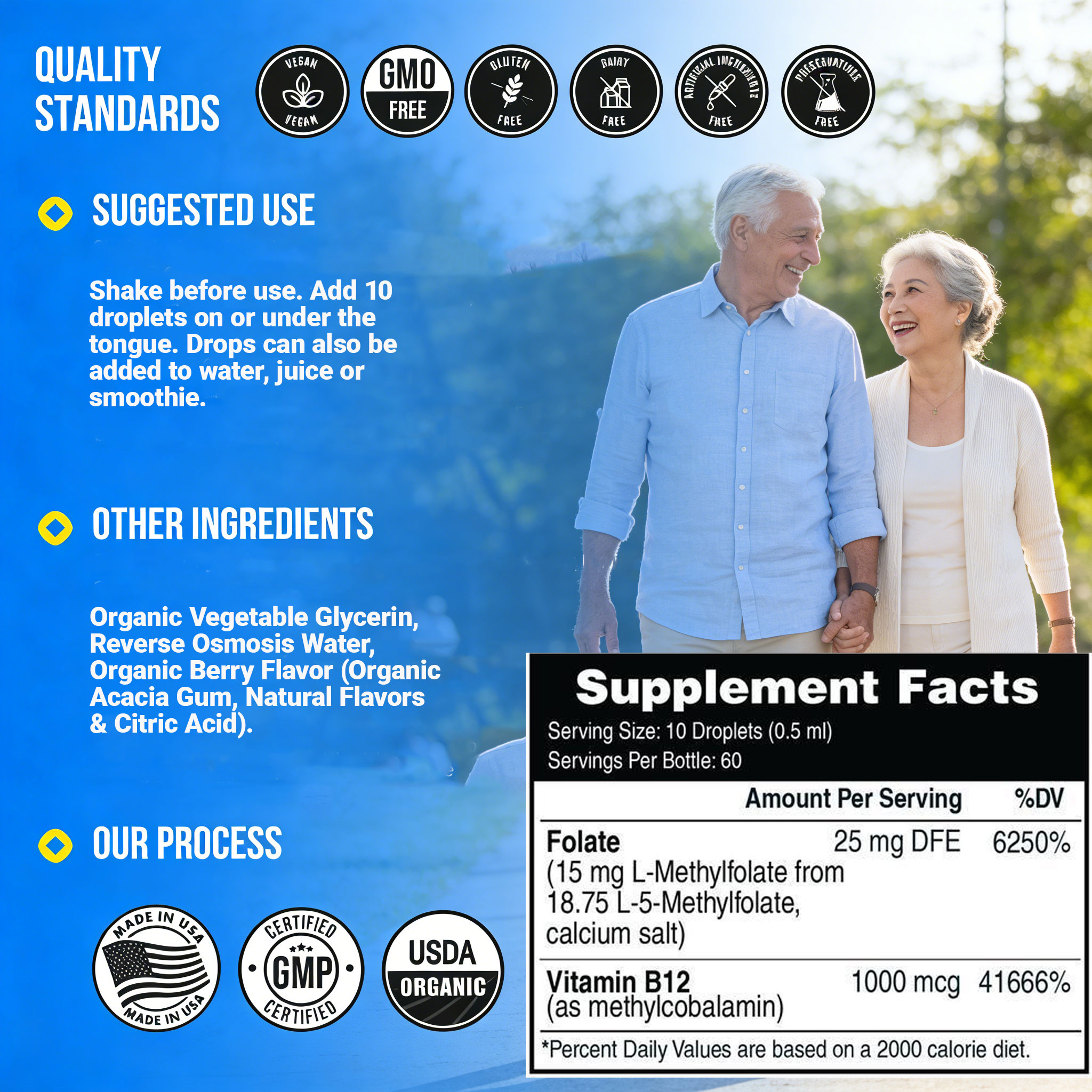 Biduka Organic L-Methylfolate 15 mg + Methyl B12 1000mcg Liquid Drops-60 Servings - Image 4