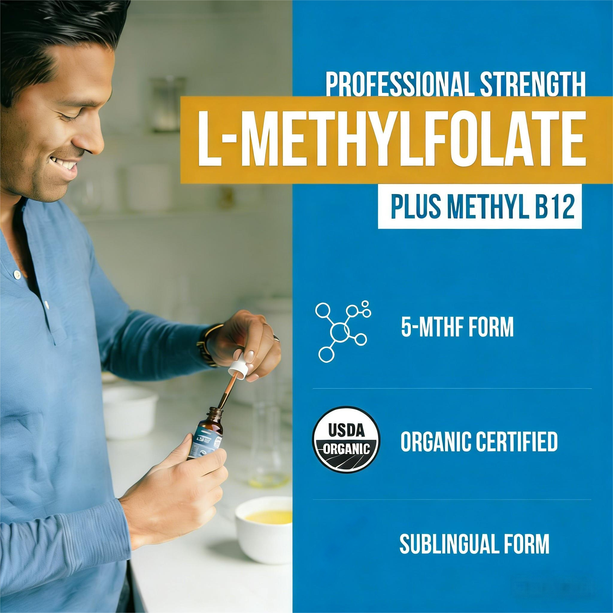 Biduka Organic L-Methylfolate 15 mg + Methyl B12 1000mcg Liquid Drops-60 Servings - Image 3